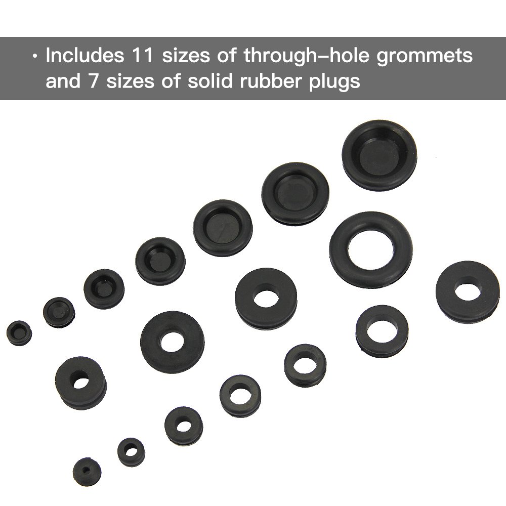 Buy JTDEAL 18 Sizes Black Rubber Grommet Assortment with 125PCS Rubber