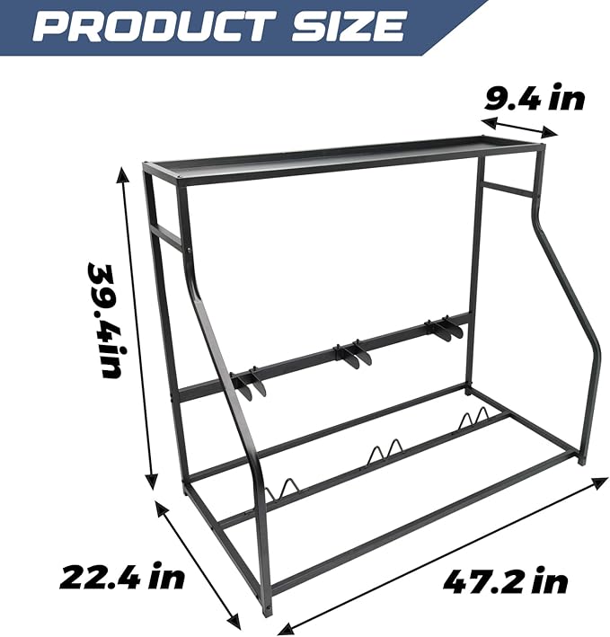Soporte para 3 Bicicletas, Estante Metálico Ajustable para Garaje miniatura 2