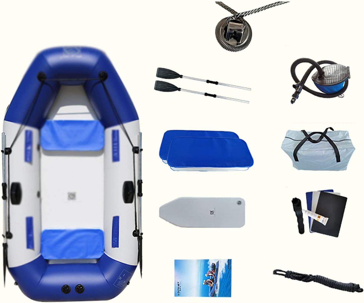 Boat Raft Inflatable Set Inflatable Dinghy Rowing Boats for Adults Rubber Dingy Kayak Canoe Fishing Tear-Resistant Foldable Drifting Boat