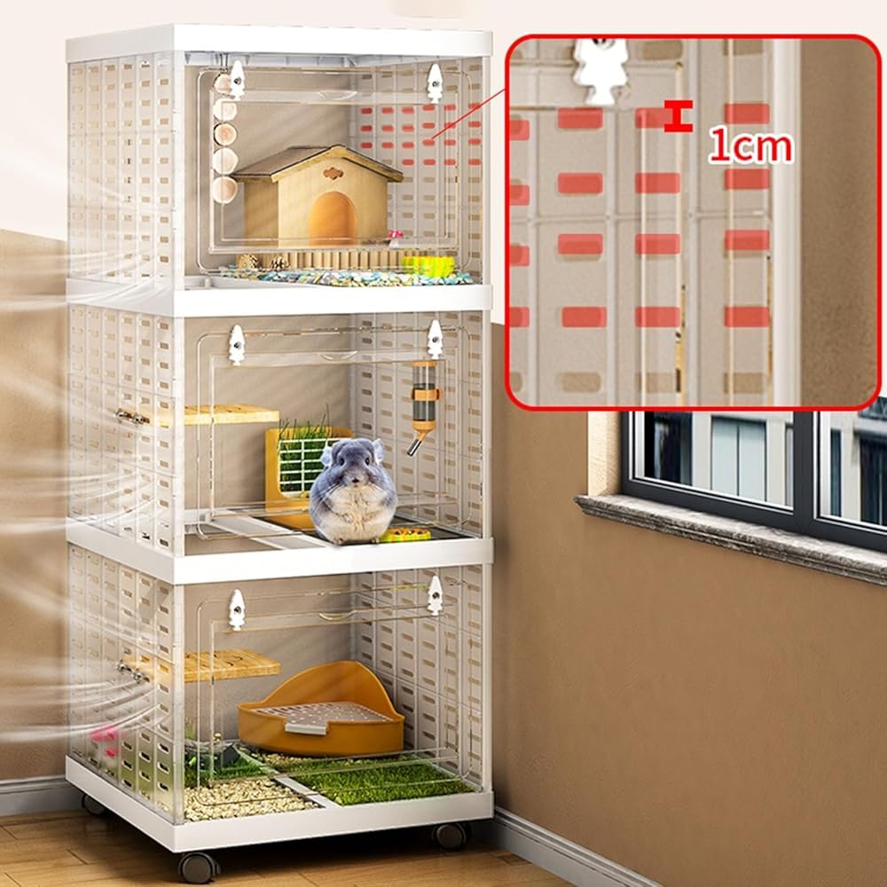 Jaula de conejito de interior, jaula de chinchilla, jaulas de cobayas, panel acrílico transparente, fácil de mover para ratas adultas, hurones, chinchillas, jaula de animales pequeños con accesorios