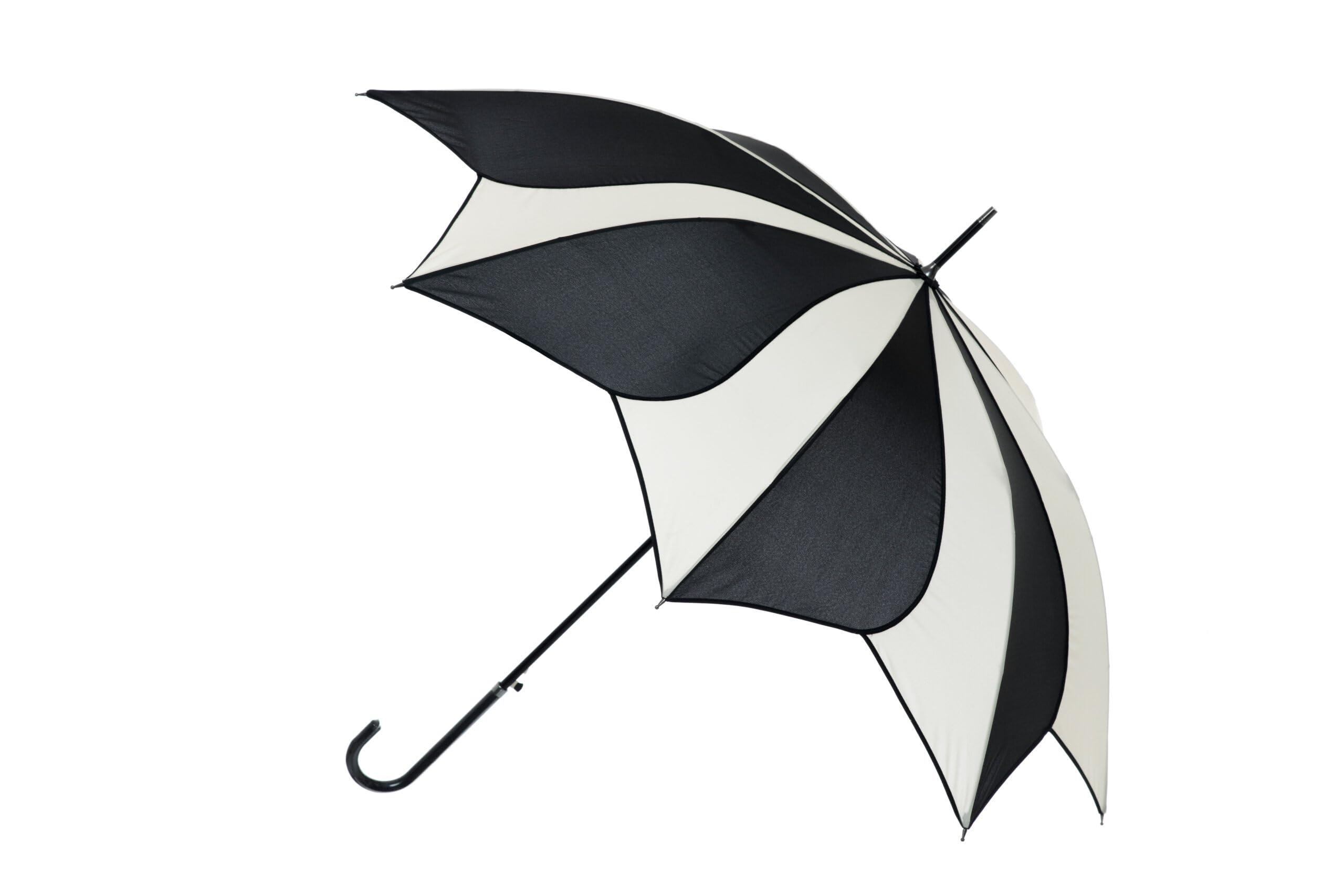 Walking Umbrella Ladies SOAKE Black Cream Swirl Petal Canopy Automatic NEW