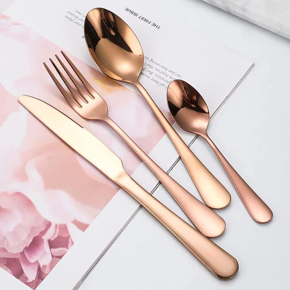 Vaisselle en Acier Inoxydable 8 Pièces, Ensemble Exquis De Couteaux, Fourchettes Et Cuillères, Traitement Miroir, Luxe Léger Et Mode, Cadeau D’Anniversaire De Mariage Au Restaurant