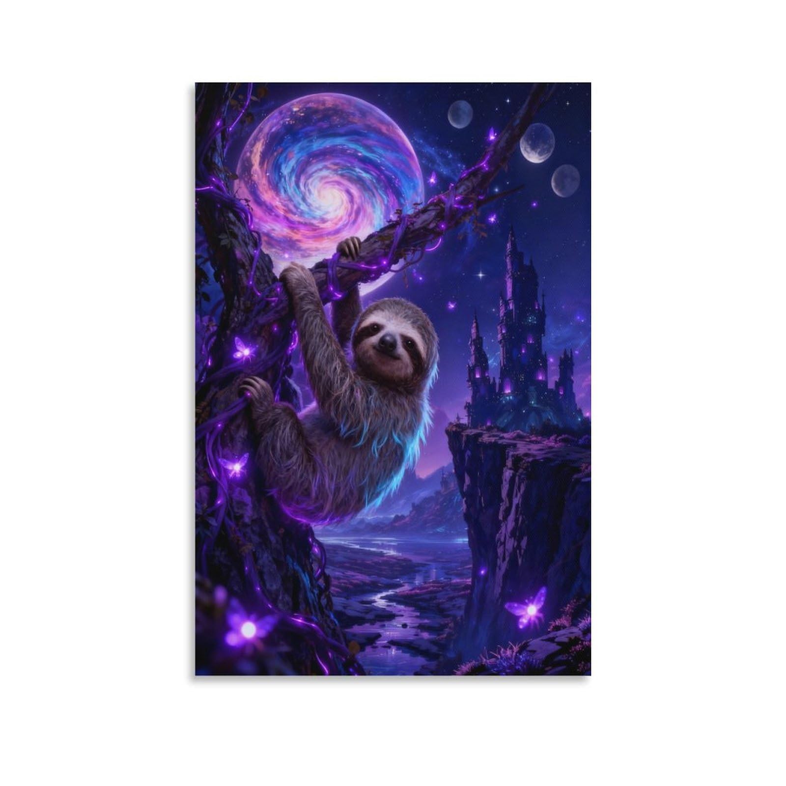 EMYXPAQM Sloth Canvas Wall Art Nebula Planet Canvas Picture Modern Artwork for Bedroom, Living Room, Or Kitchen Decor Gift 20x30inch(50x75cm)