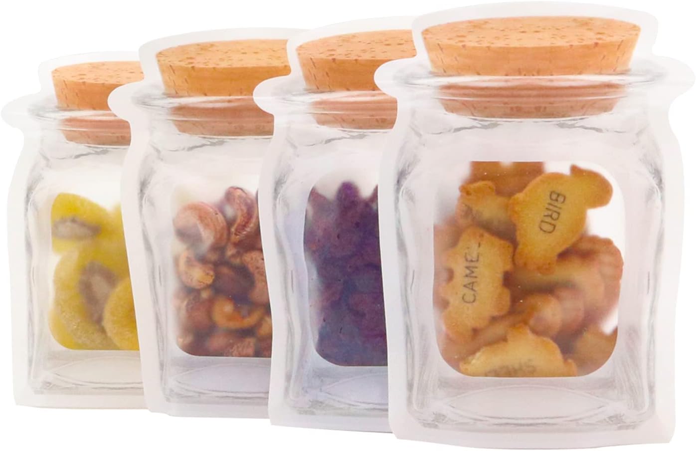 100 Pieces Resealable Smell Proof Bags Bags,Cute Mylar Stand Up ziplock Bags for Party Favor Food Storage (Container Bottle Shape, 4.3X6.2 inch)