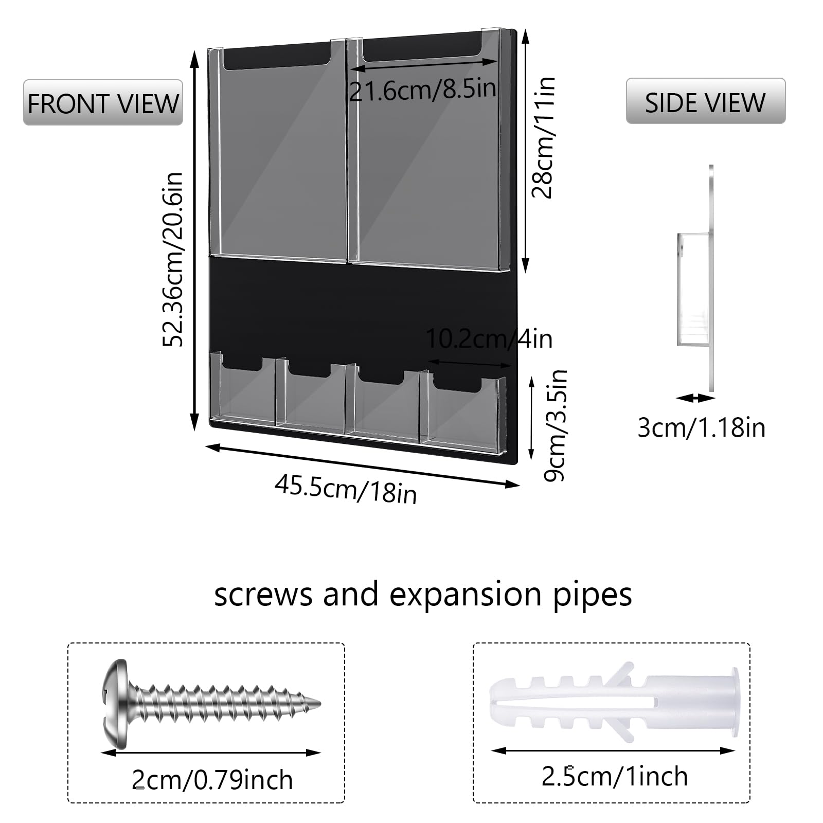8 Pack Clear Acrylic Brochure Holders - 6x9 Inch Wall Mount Document Display