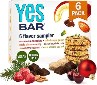 The YES Bar – Six Flavor Variety Pack – Plant Based Protein, Decadent Snack Bar – Vegan, Paleo, Gluten Free, Dairy Free, Low Sugar, Healthy Snack, Breakfast, Low Carb, Keto Friendly (Pack of 6)