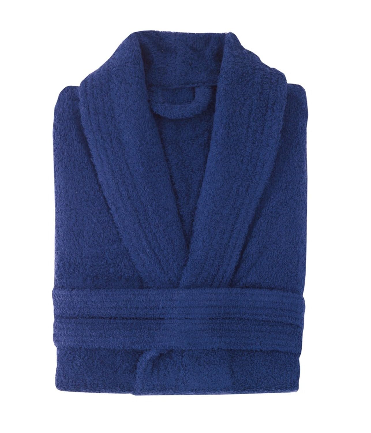 Peignoir bleu marine avec pochette S absorbant et compact