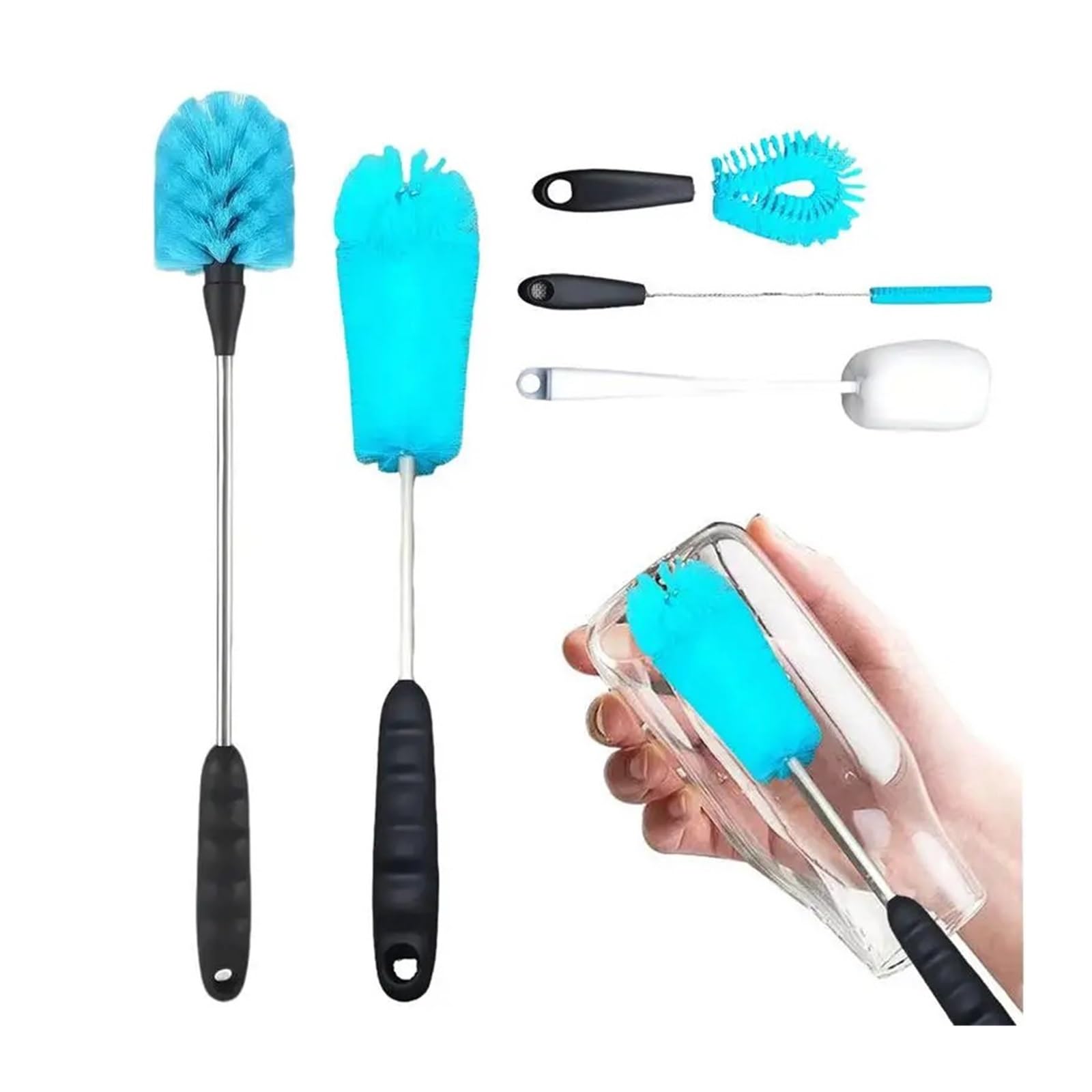 Flaschenbürste Flaschenreinigungsbürsten-Set, Flaschen- und Strohhalmbürsten-Reinigungsset, Mehrzweck-Flaschenwäscherbürste, Flaschenwascher for schmale Hälse Zur Reinigung