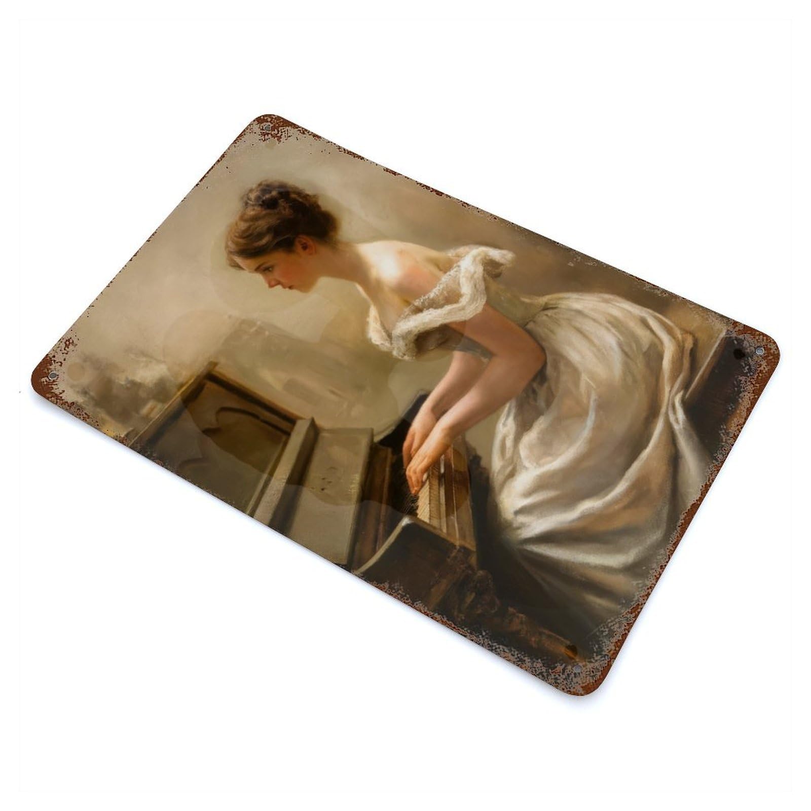 Garage Style A Serenade at The Piano Vintage Rust Metal Sign 11.8"x7.9", Industrial Home Decor for Bar And Workshop