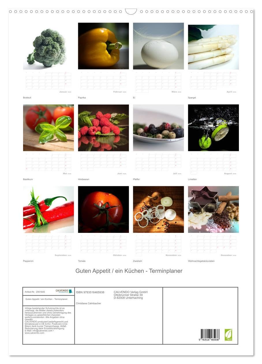 Guten Appetit/ein Küchen - Terminplaner (Wandkalender 2026 DIN A2 hoch), CALVENDO Monatskalender: Dreizehn sehr unterschiedliche Fotografien ... diesen Terminplaner. (CALVENDO Lifestyle)