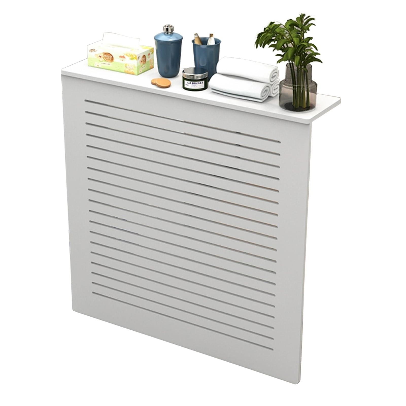 Cubre radiador de 80x80x25 cm impermeable con rejillas de ventilación y mueble de almacenaje