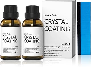 Plastic Parts Crystal Coating, Crystal Coating for Car, Plastic Ceramic Coating for Cars, Resists Water, UV Rays, Plastic Revitalizing Coating Agent - Sponge for Car Delivery - 30ml*2