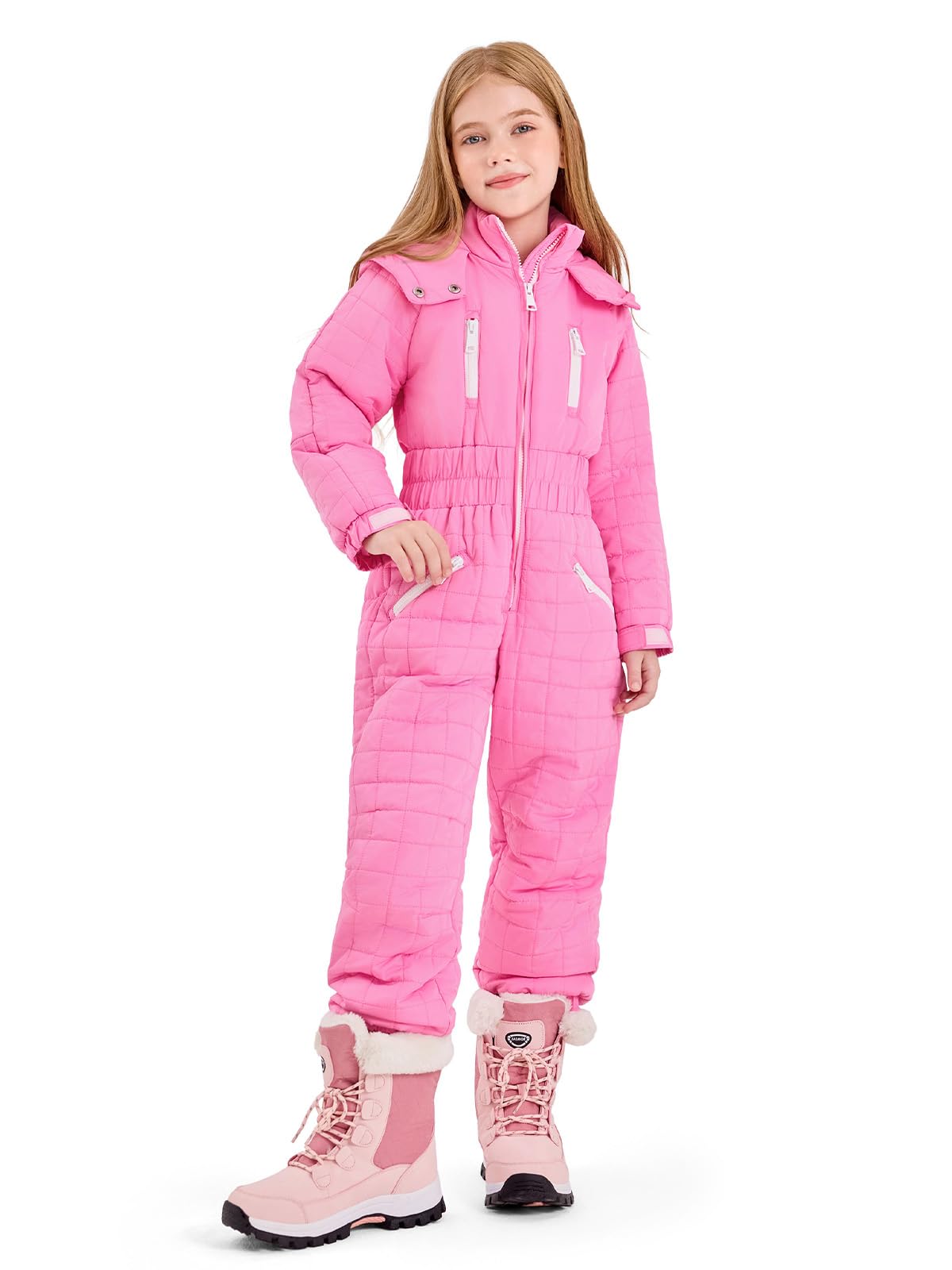 Haloumoning Kid Snowsuit Girls Hooded Waterproof Insulated Ski Suit