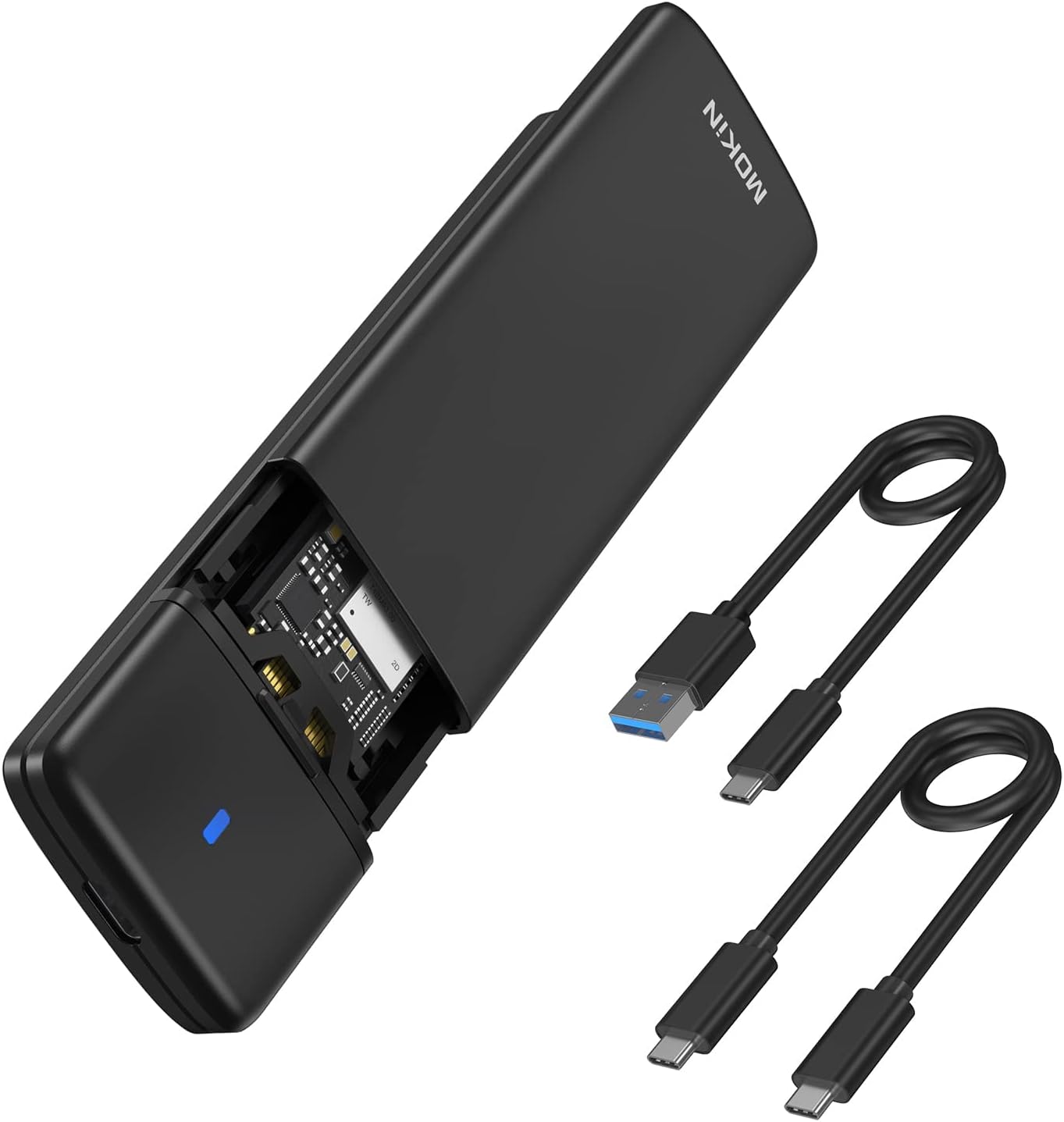 MOKiN M.2 NVME SSD Enclosure Adapter Tool-Free, USB C 3.1 Gen 2 10Gbps to NVME PCIe M-Key(B+M Key) Thunderbolt 3 Solid State Drive External Enclosure Support UASP Trim for SSD Size 2242/2260/2280