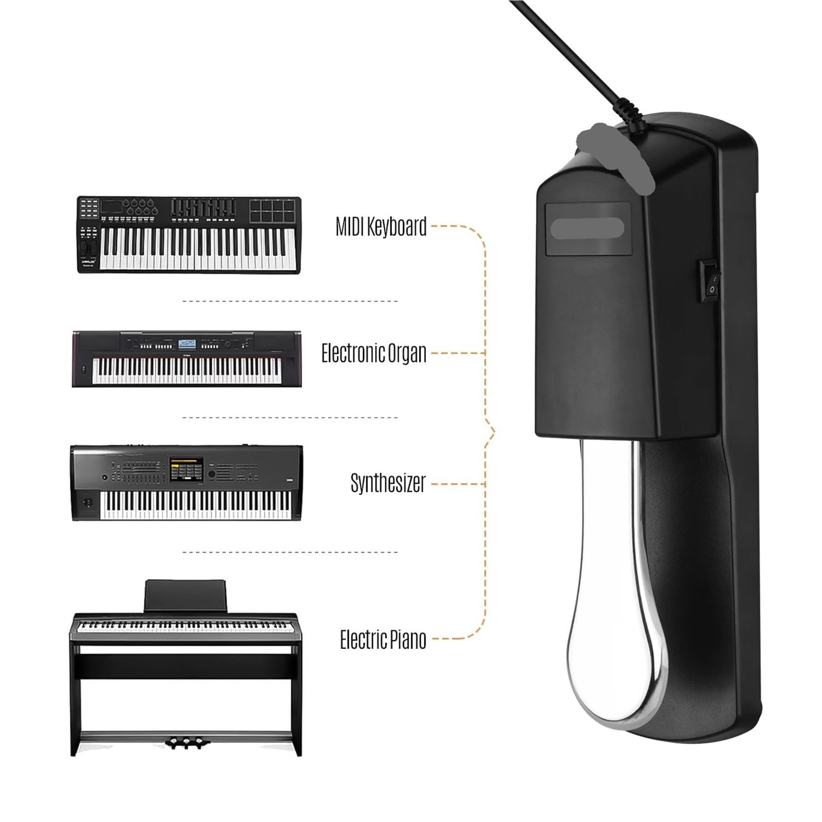Pedal de sostenido Pedal de sostenido for piano apagador teclado | Enchufe de 6,35 mm compatible con órgano electrónico