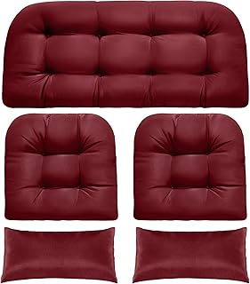 MAGIC ELEPHANT Wicker Chair Cushions, Indoor Outdoor Memory Foam Wicker Furniture Cushion Set of