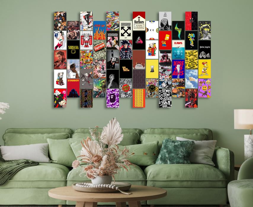 Image of Pack of 54 Hypebeast Wall Collage Kit Posters - 4 x 6 Inches Wall Decor Poster - Wall Art For Bedroom, Living room, Office - 1 Tissue Tape
