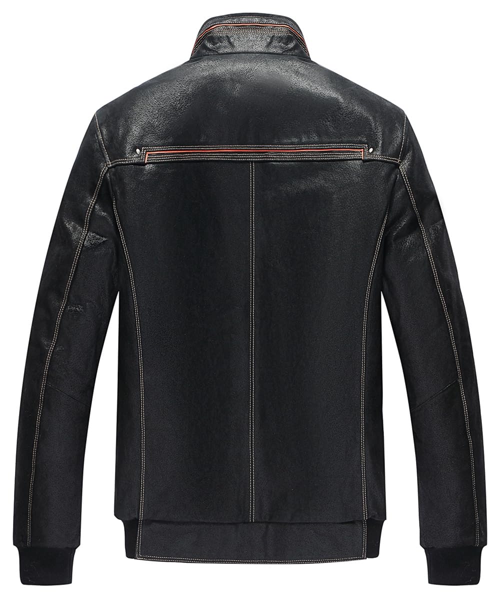 FLAVOR Herren Echtes Leder Lederjacke Stehkragen Jacken