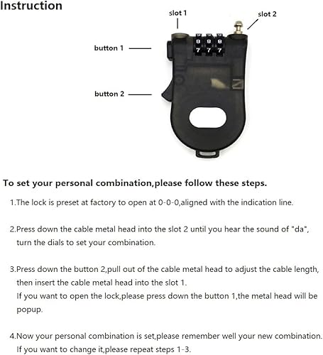 Miniatura 3 de Crysto Bloqueo de contraseña de cable retráctil de 3 pies