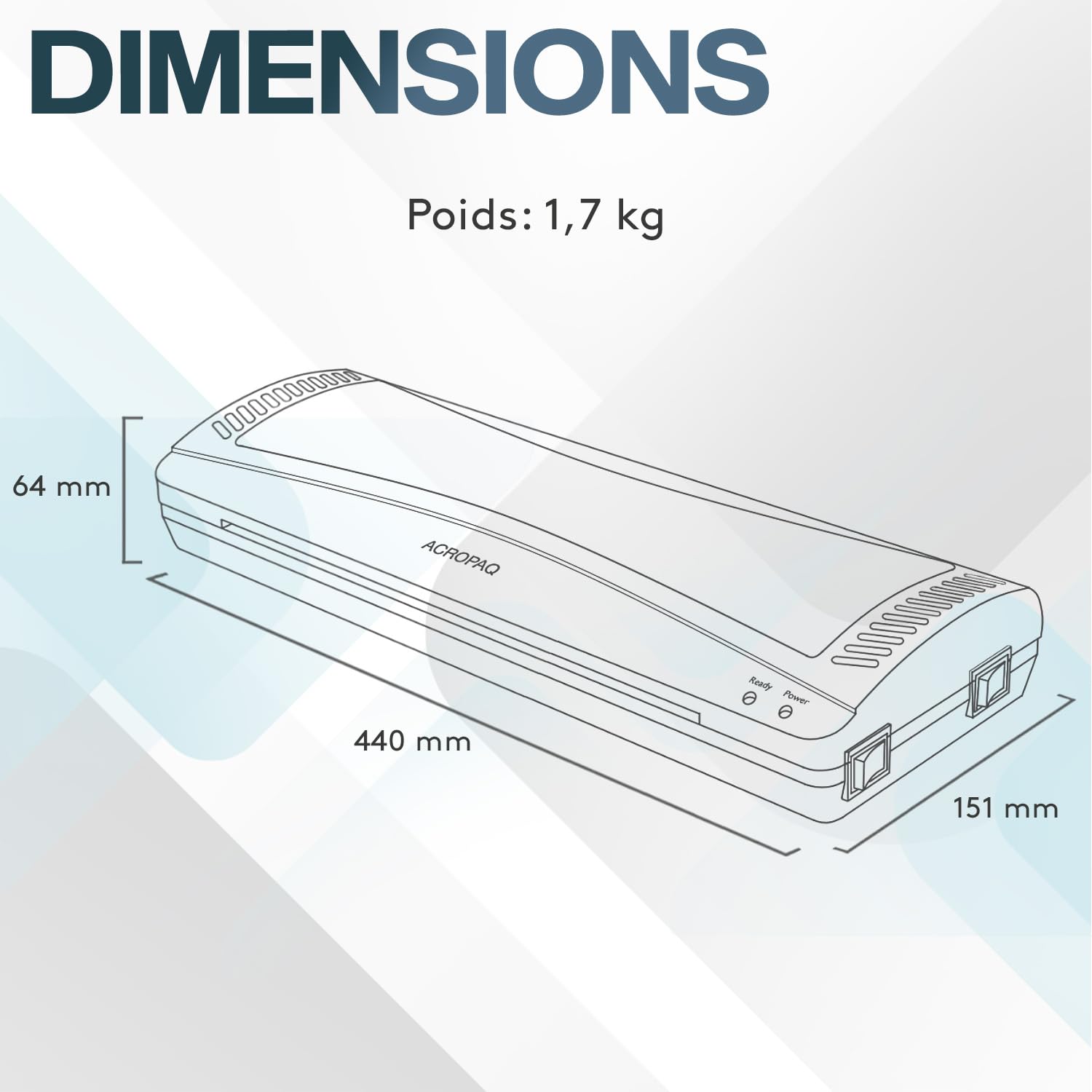 ACROPAQ Plastifieuse A3 - Pochettes 80-125 Mic, Bouton Anti Bourrage, Chaud et Froid - Machine à Plastifier, Appareil de Plastification, Laminator - AL32