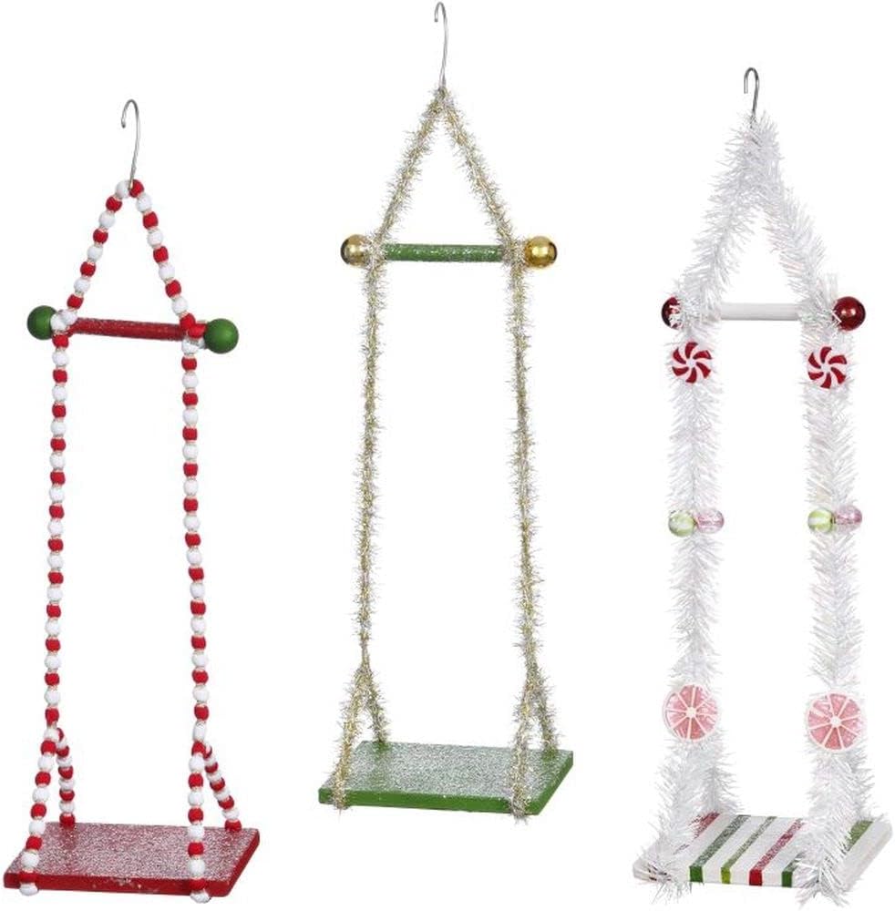 Mark Roberts Christmas 2022 Single Elf Swing, Small 6X18 Inches, Assortment of 3 - Whimsical Holiday Decor and Collectible Christmas Accessories
