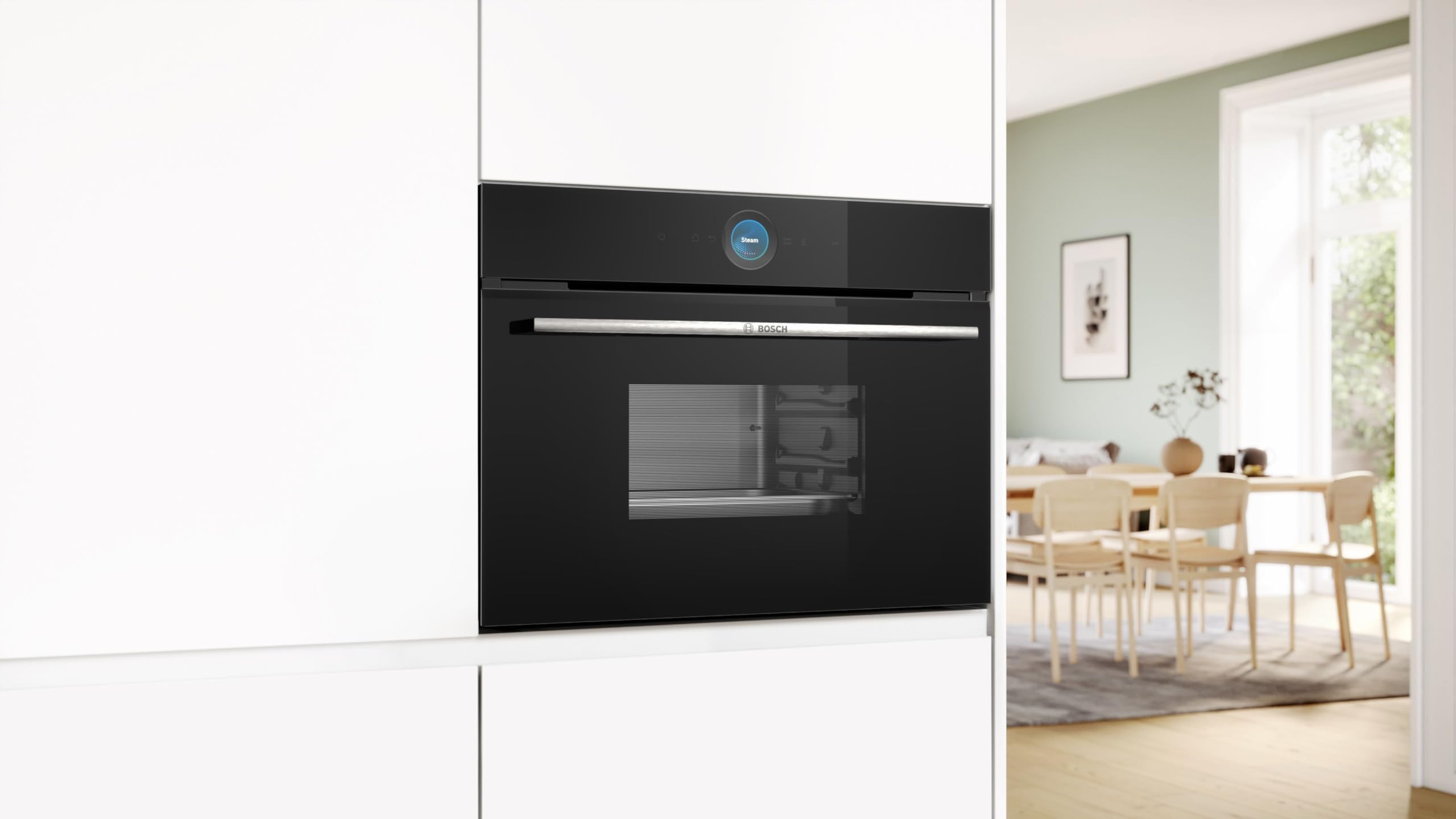 Bosch CDG714XB1,Serie 8 Einbau-Dampfgarer, 60 x 45 cm, 1,3 L Wassertank, Schwarz, Dampfgaren, Regenerieren mit Dampf, Farb-Display, Bosch Assist Automatikprogramme für beste Ergebnisse