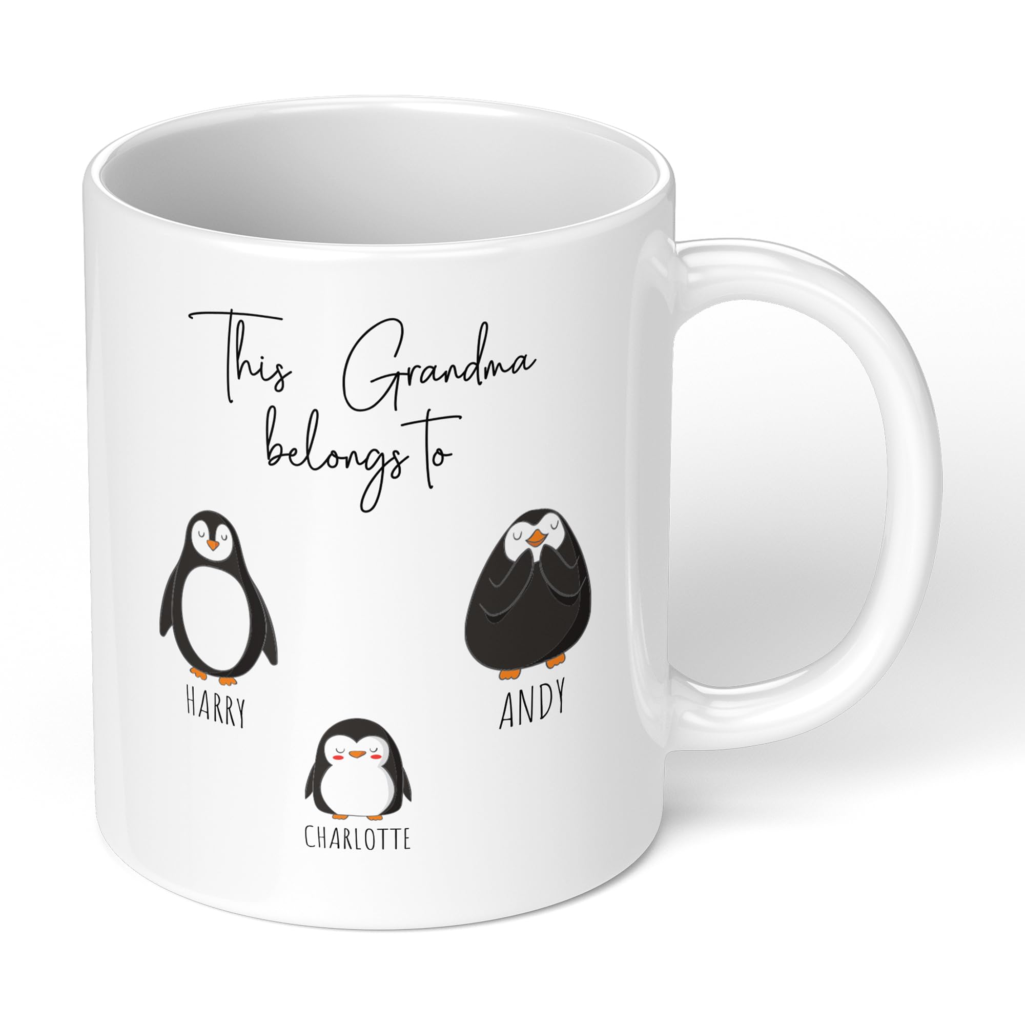 Print Maniacs Mothers Day Mug Cup 11oz Personalised Birthday Christmas Mum Mummy Grandma Auntie Nanny New Born Baby First 1st Gift Present for Her Penguins (White Mug, Grandma)