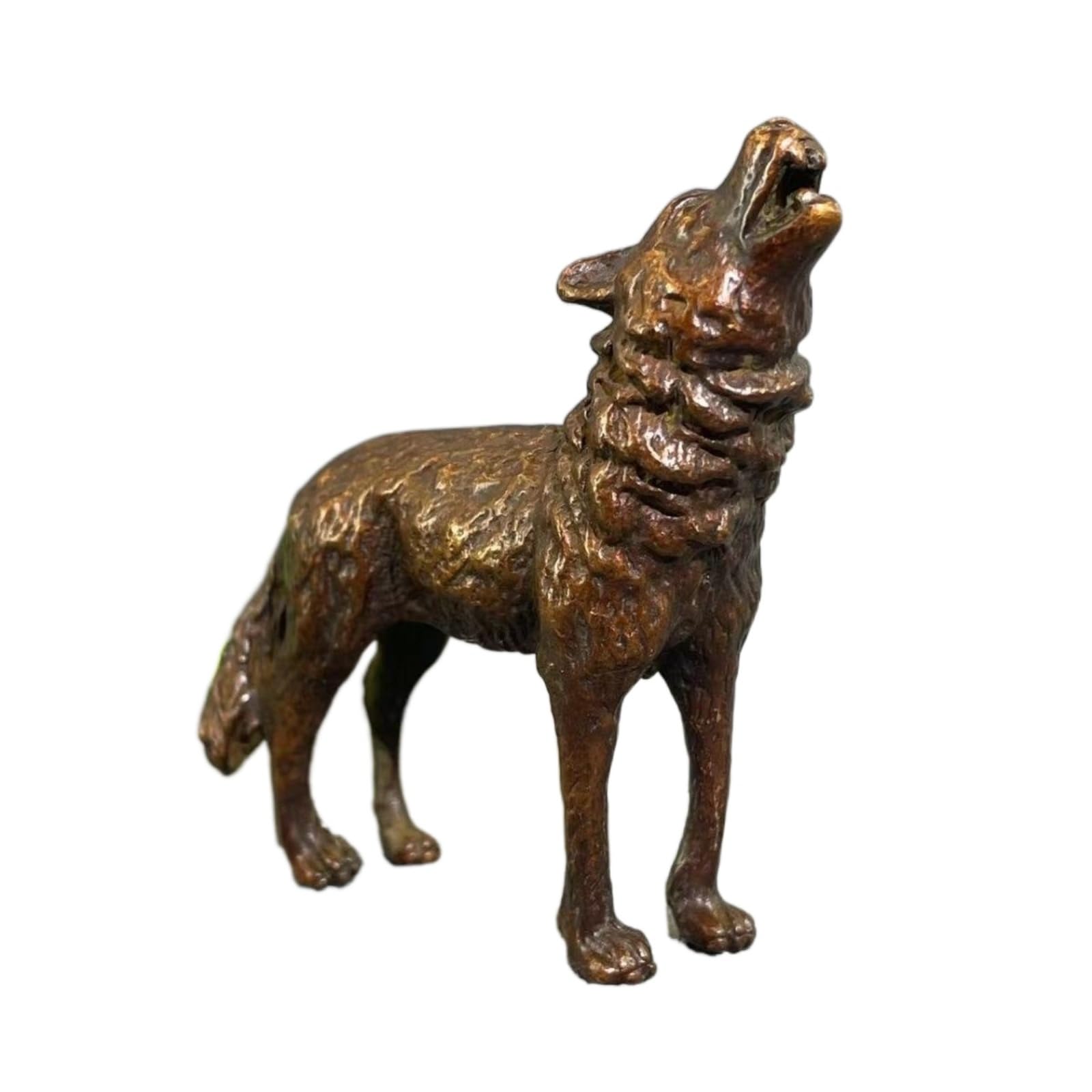 NGDFGR Black Handmade Creative Copper Realistic Wolf King Figurine, Brass Animal Wolf Statue Sculpture Office Home Study Desk Garden Bonsai Decoration