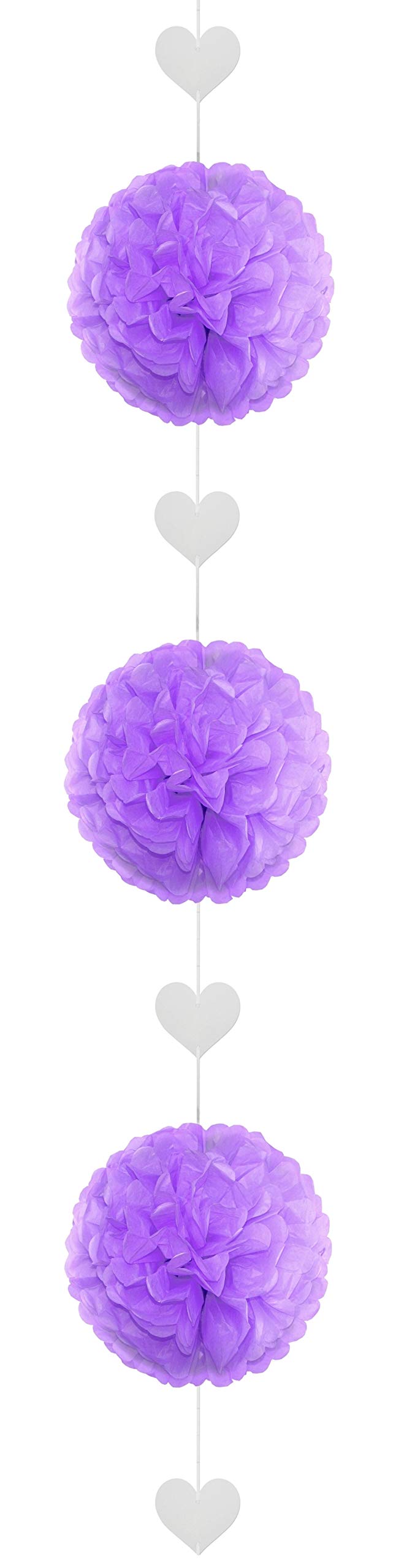 EinsSein 1x Pompon 3pez. festoni Pendente Cuore 25cm Bianco Matrimonio Carta velina Decorativa Pom Pom veline Pompom Pompon Decorazioni Fiori di marmitta Moto Decorativi crespa giganti PON PON