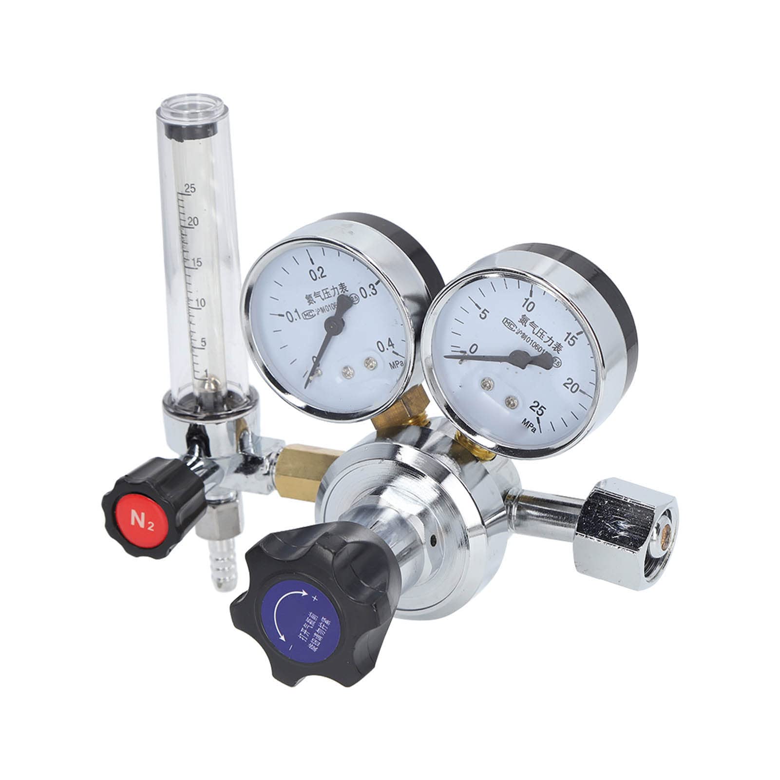 Oumefar Válvula Reguladora de Gas Nitrógeno, Válvula de Latón, Control de Alta Precisión para Laboratorio, Fabricación Industrial, 1 Reguladora de Gas Nitrógeno
