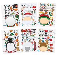 JOYIN 24 PCS Make-a-face Sticker Sheets Make Your Own Characters Mix and Match Sticker Sheets with Christmas Elf, Santa Claus, Snowman, Penguin and Polar Bear Kids Party Favor Supplies Craft