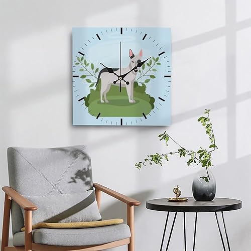 Miniatura 4 de Bull Terrier Dog Green Plants Clock Wall Wall Clocks Clock for Decorative Kitchen Clocks Reloj De Pared para Sala Battery Operated Garage for