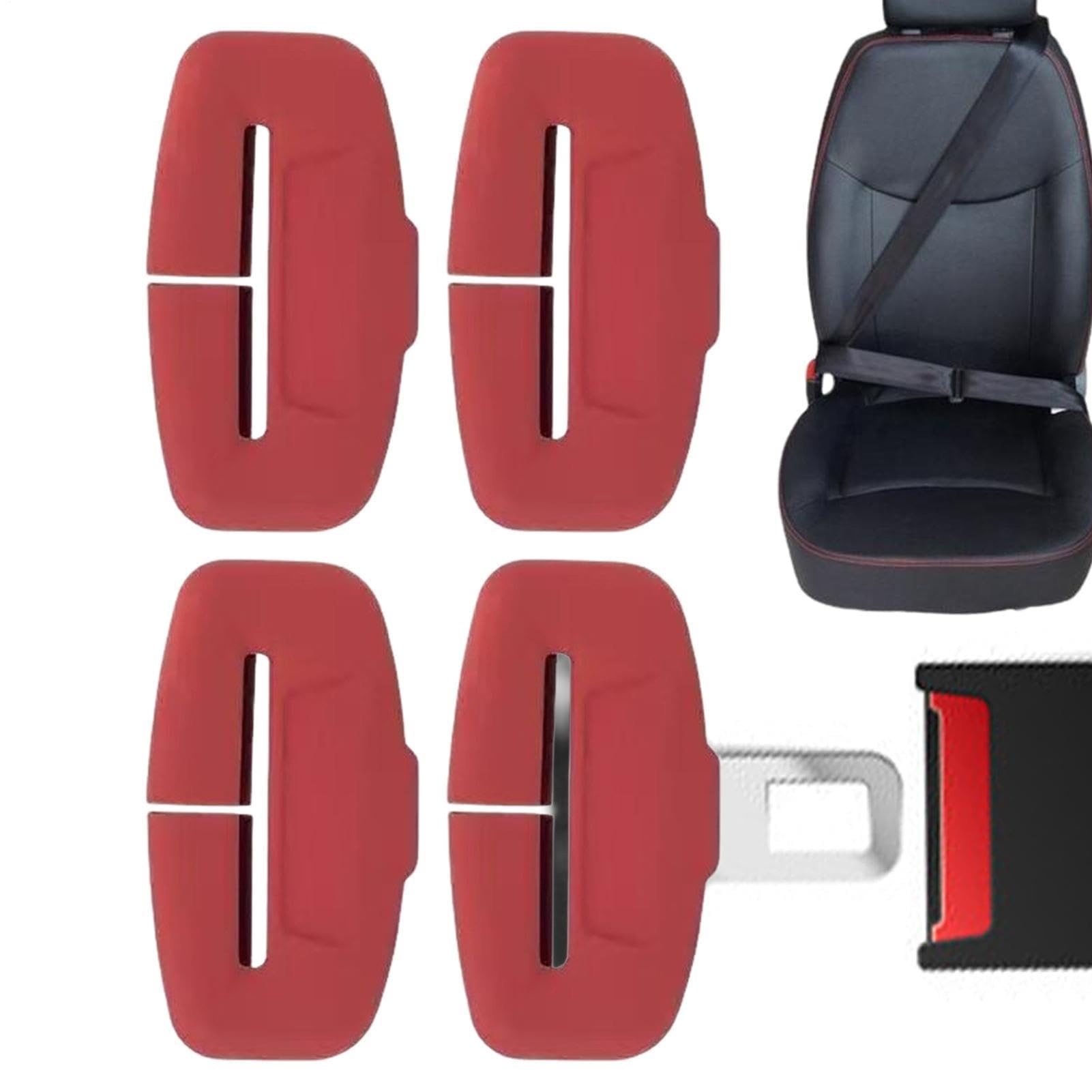 Muiltvoe 4pcs Anti-Scratch Leather Car Seat Belt Silencer Clip Holsters Silicone Seatbelt Buckle Cover Universal Interior Decor Accessories for Most Vehicles -Black