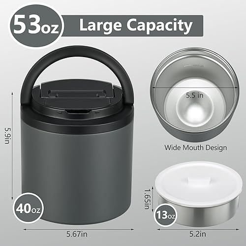 Miniatura 7 de Termo para alimentos calientes, termo de sopa para adultos de 40oz, recipientes de almuerzo de boca ancha, contenedor de alimentos aislado a prueba