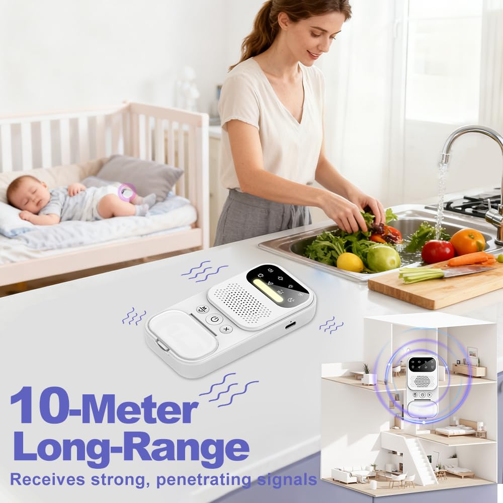 XPJBKC Alarma Enuresis Nocturna Niños, Inalámbrico Enuresis Alarma con Desinfección UV, con Vibración y Tono de Llamada, Carga USB y Alcance de 10 m, Aprendizaje para IR al Baño (Blanco) — view 6