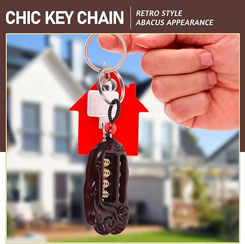Miniatura 4 de SAFIGLE Mini colgante de ábaco de madera, llavero chino de estilo retro para decoración del hogar, manualidades de bricolaje