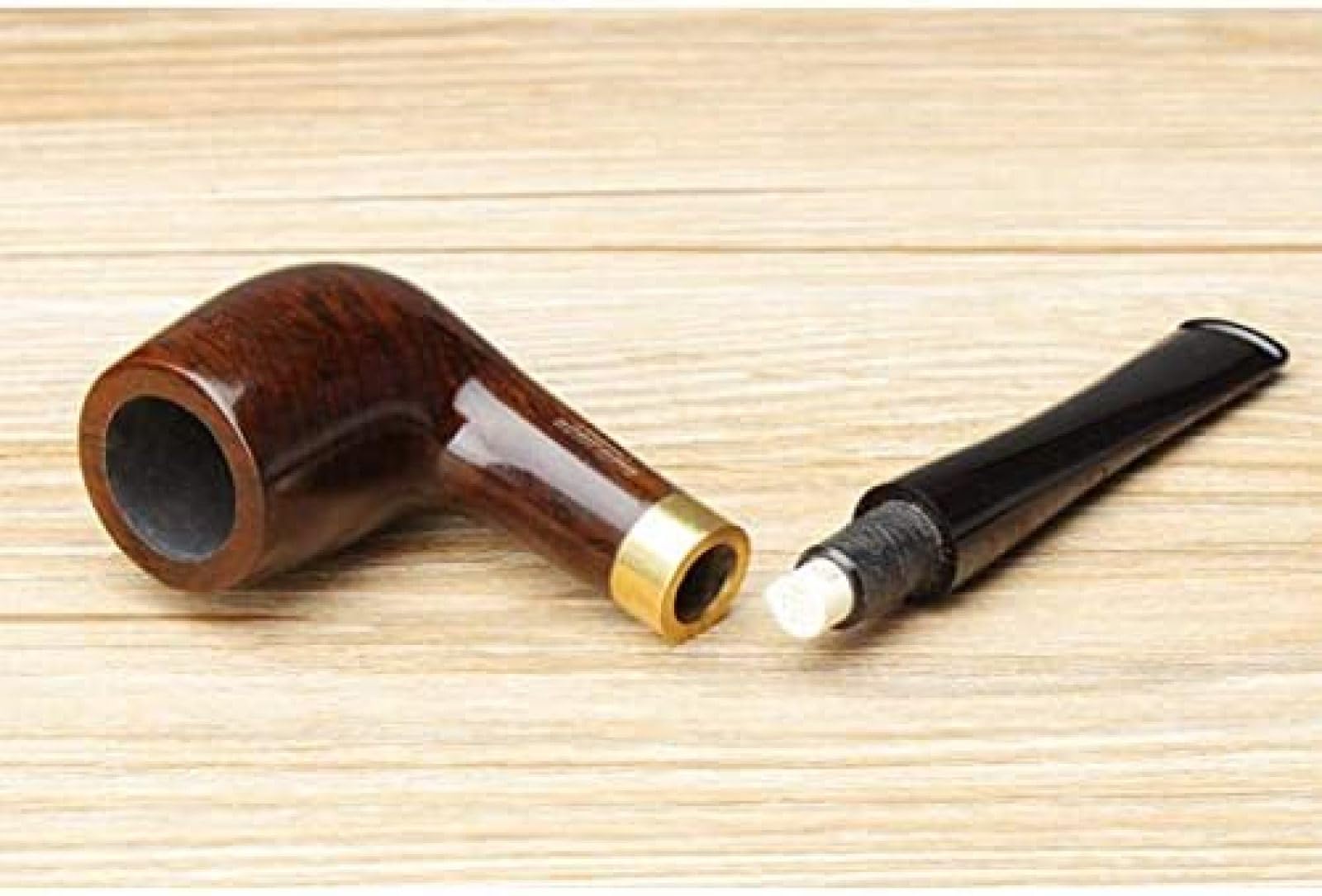 Pipa De Tabaco Con Filtro De Carbón Activado De 9MM Y Mango Recto De Ébano, Pipa De Tabaco Para Hombres,Bonny369
