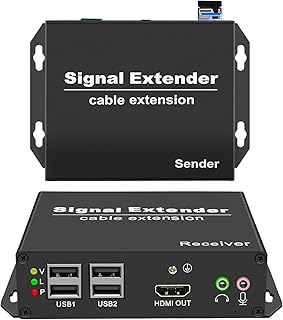 4K HDMI KVM USB Extender with Loop Out Over Fiber up to 20KM, KVM HDMI Fiber Optic Extender Zero Latency 4K@30hz HDMI Extender Over IP, 4 Ports USB2.0, IR Control, Bidirectional RS-232&Audio
