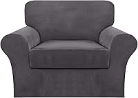 Vista 13 de FantasDecor Fundas para Silla y Sofá de 2 Piezas de Terciopelo para Sala de Estar, Fundas Deslizantes con Cojín Individual, Protector Elástico