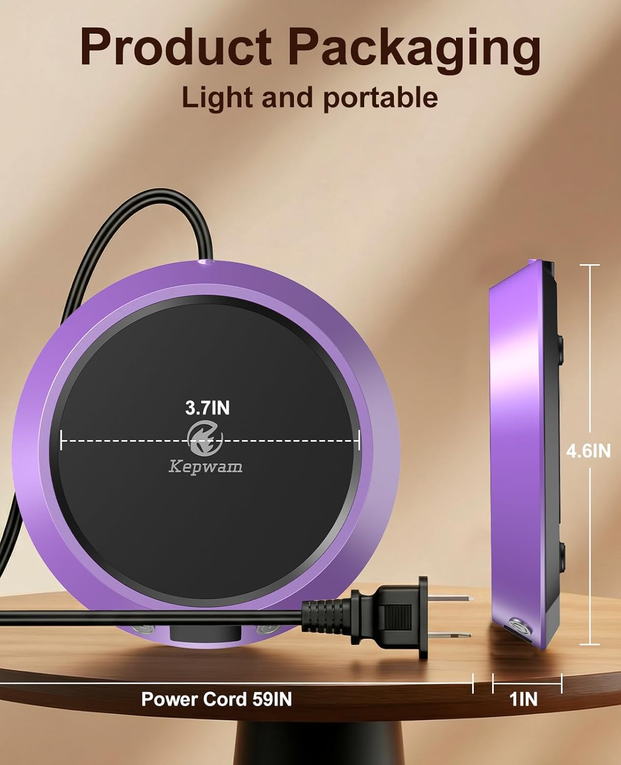 Kepwam Coffee Mug Warmer - 50W Electric Coffee Warmer for Desk 3 Temp Settings & 2-9 Timer Smart Cup Warmer for Desk Candle Warmer Plate with LED Lights Beverage Tea Milk Warmer for Home & Office