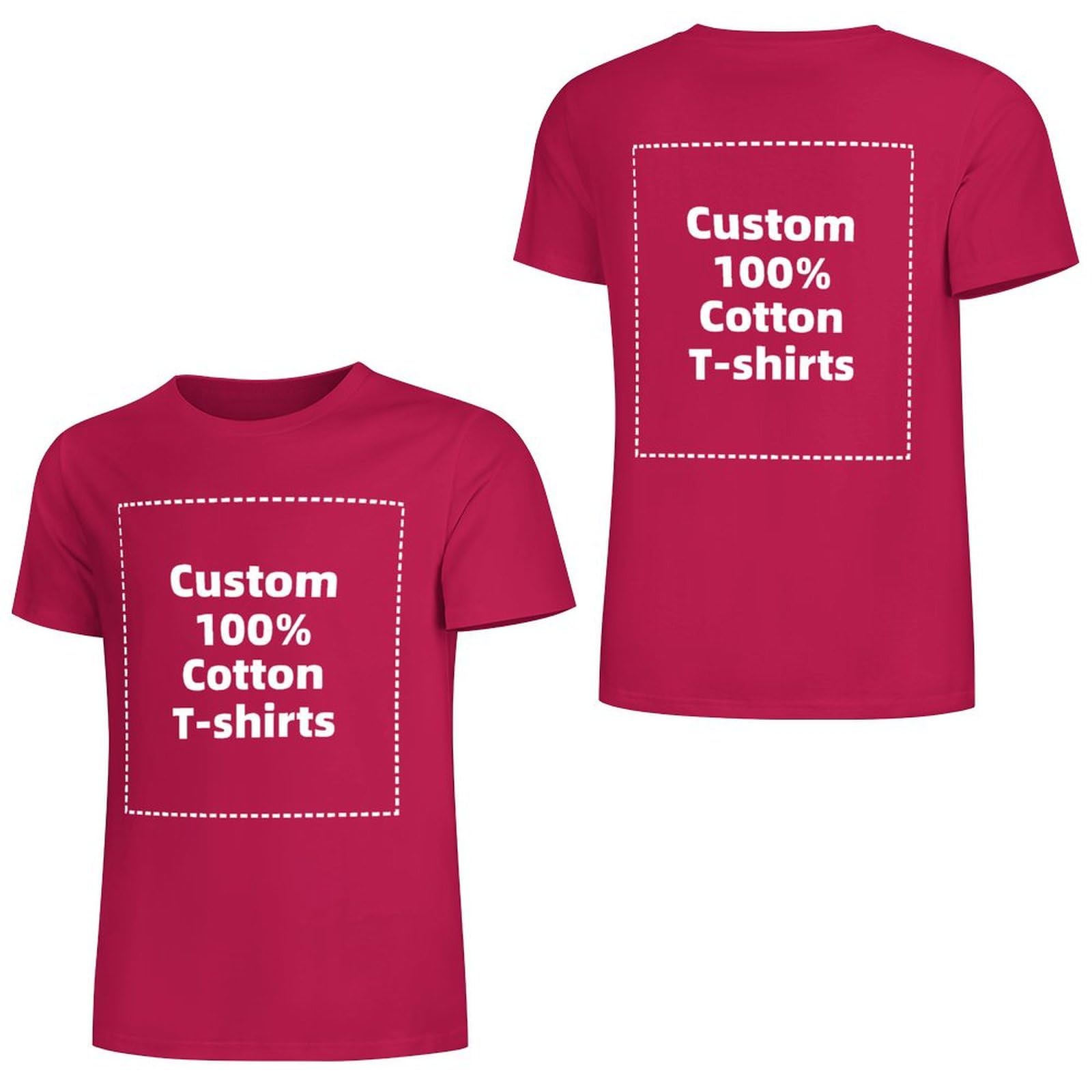 77Tikbook Unisex Bordeaux Custom T-Shirts For Men & Women - Design & Make Your Own Shirt, Personalized Cotton Tee With Front/Back Photo & Text Printing