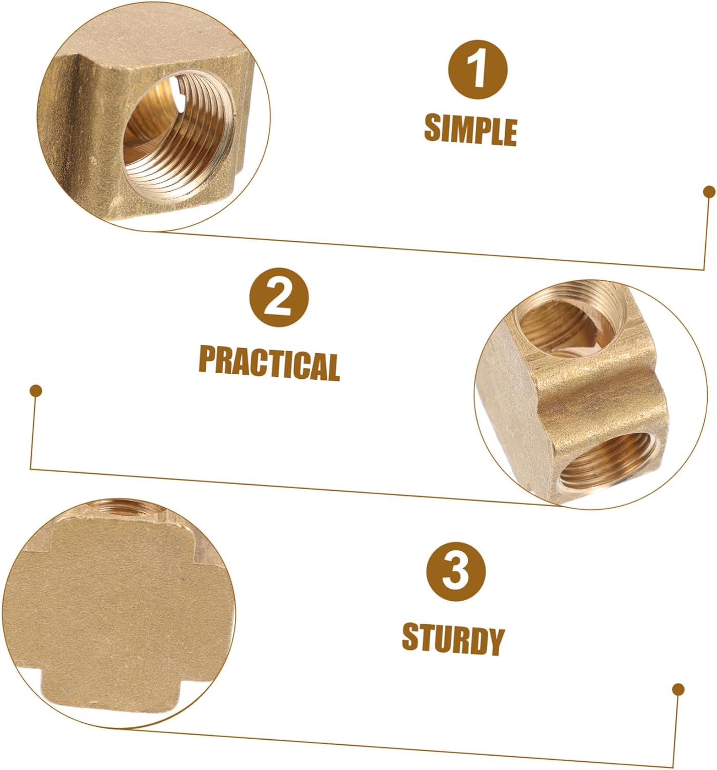2pcs Brass Fitting Cross Joint Solid Brass Tube Connector for Pneumatic Applications -resistant Design Meets Daily Use Needs Easy to Install