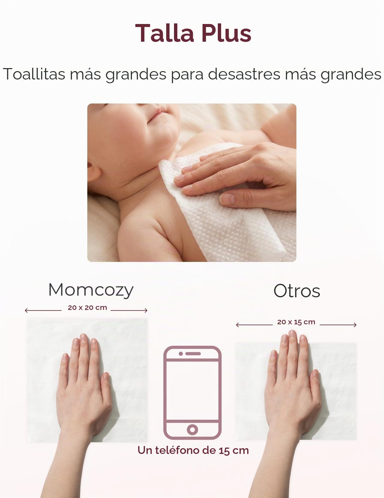 Momcozy Toallitas para bebé - Diseño extra grande, 99% a base de agua, no perfumadas e hipoalergénicas, toallitas limpiadoras e hidratantes para bebés para pieles sensibles, 12 paquetes con solapa