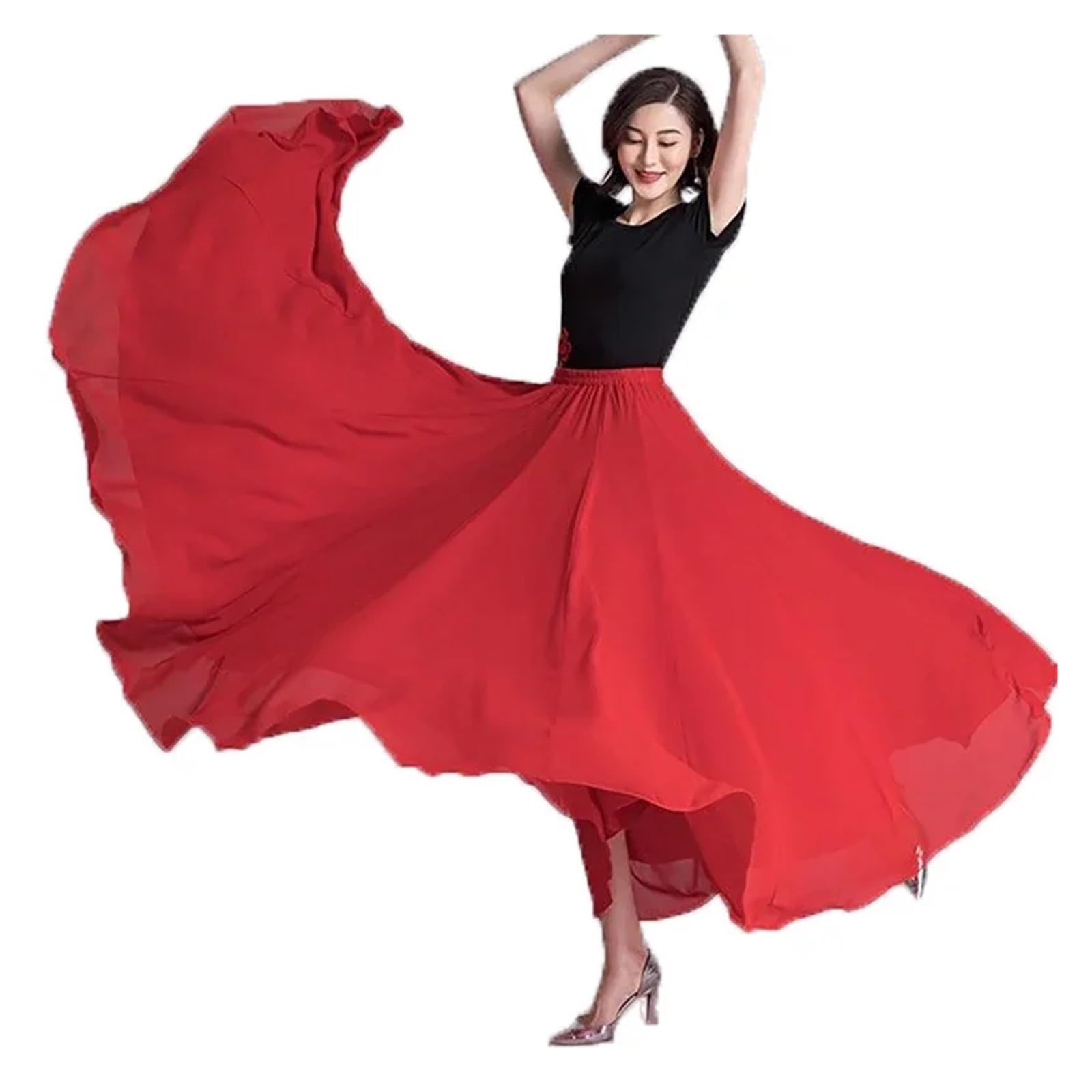 Falda larga para practicar danza, Falda de danza del vientre con vuelo de 720 grados for mujer, práctica de bailarina, multicolor, 80-100 cm