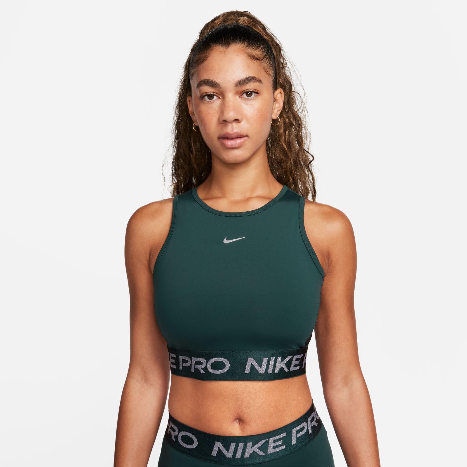 NIKE W NP DF Crop Tank Shine Camiseta de Tirantes Corta Mujer