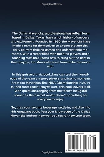 Dallas Mavericks: The Supreme Quiz And Trivia Book with 100's of Questions about your favorite NBA