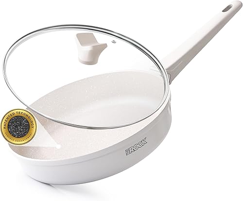 THE ROCK SOHO - Sartén antiadherente de 8 pulgadas con tapa, nada se pega, nunca se deforman, dura más tiempo, sartén de cerámica no tóxica con