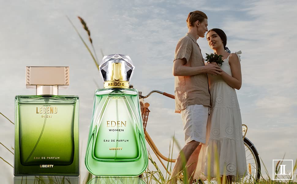 Miniatura 7 de Liberty Set de regalo de perfume de lujo, leyenda para hombres, edén para mujeres (3.4 fl oz3.4 onzas cada uno), Eau De Parfum (EDP) Spray, diseñado