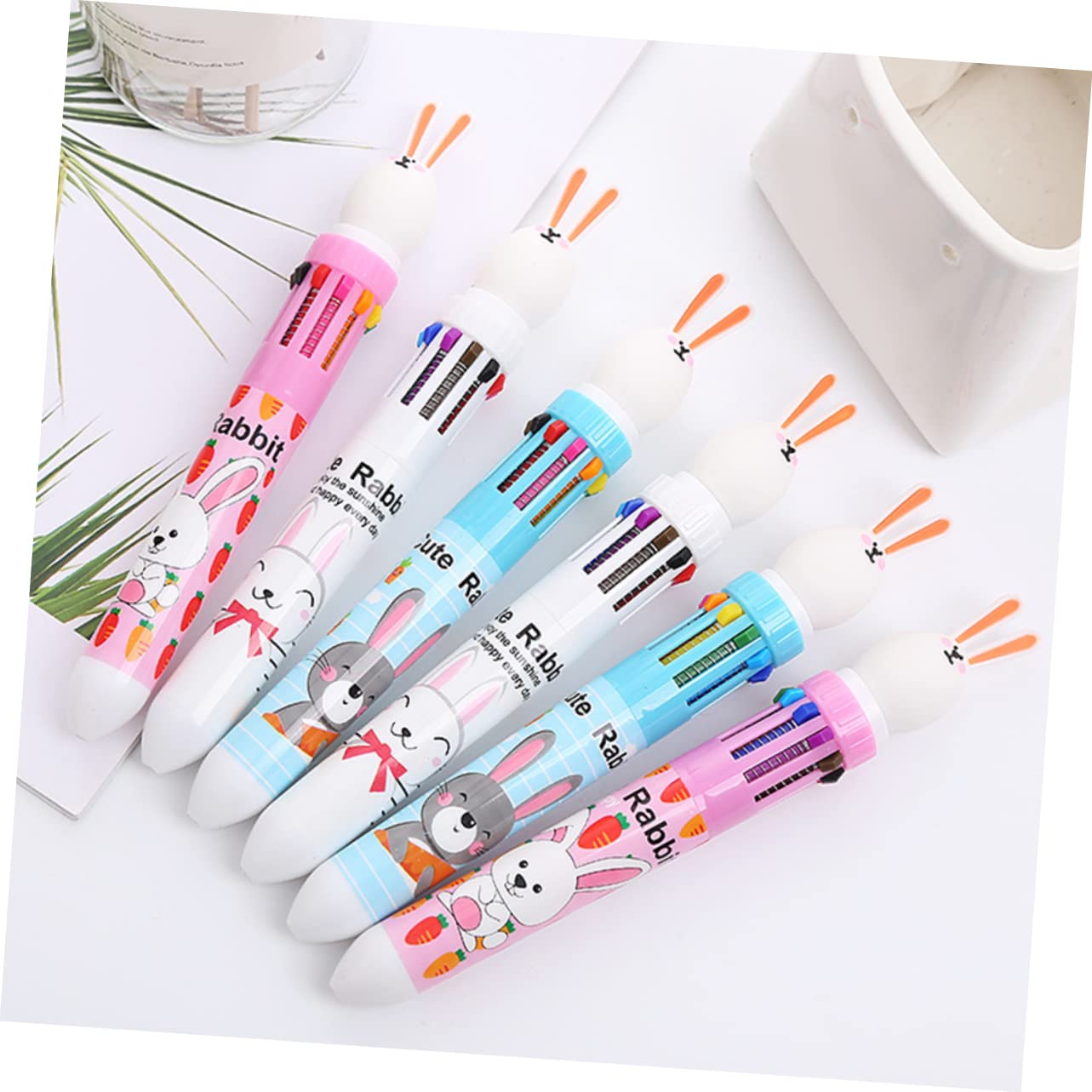 Sewroro 4 Ensembles Stylos À Bille Pour Garçon Fille Lot De Stylos Multicolores Roses Blancs Fournitures Scolaires Et Amusantes Pour Dessin Et 6 Pièces * 4