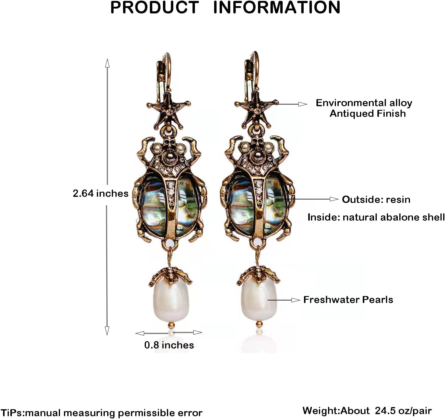 Vintage Beetle Bug Scarab Drop Dangle Earrings for Women,Unique Weird Victorian Jewelry Accessories - Image 5